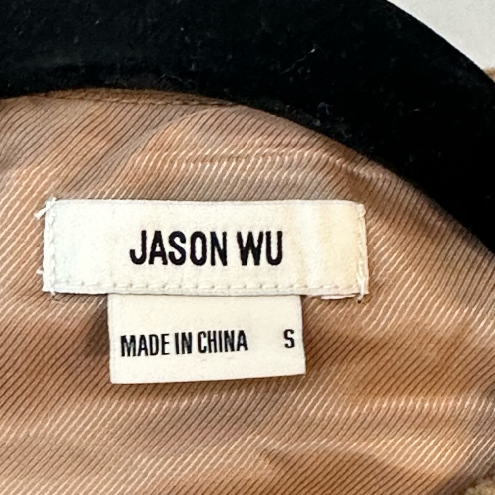NWOT Jason Wu Designer Camel Tan Snap Button Crop Bomber Jacket, Size Small - Picture 3 of 8